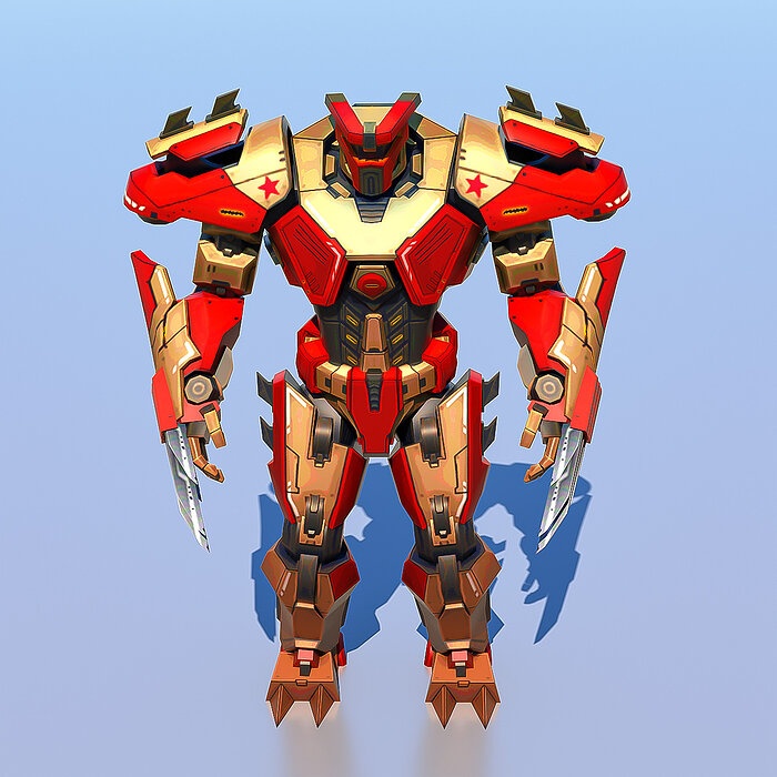 High Poly Hero Robot Rigged and Textured