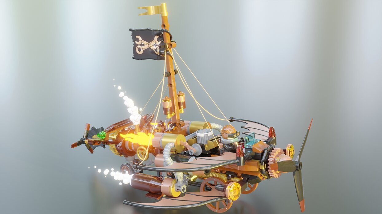 Steampunk Lego Airplane with robohelper