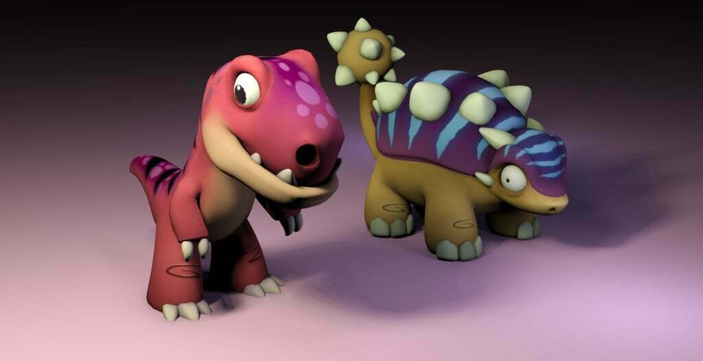 TWO DINOSAURS WITHOUT SUPPORT