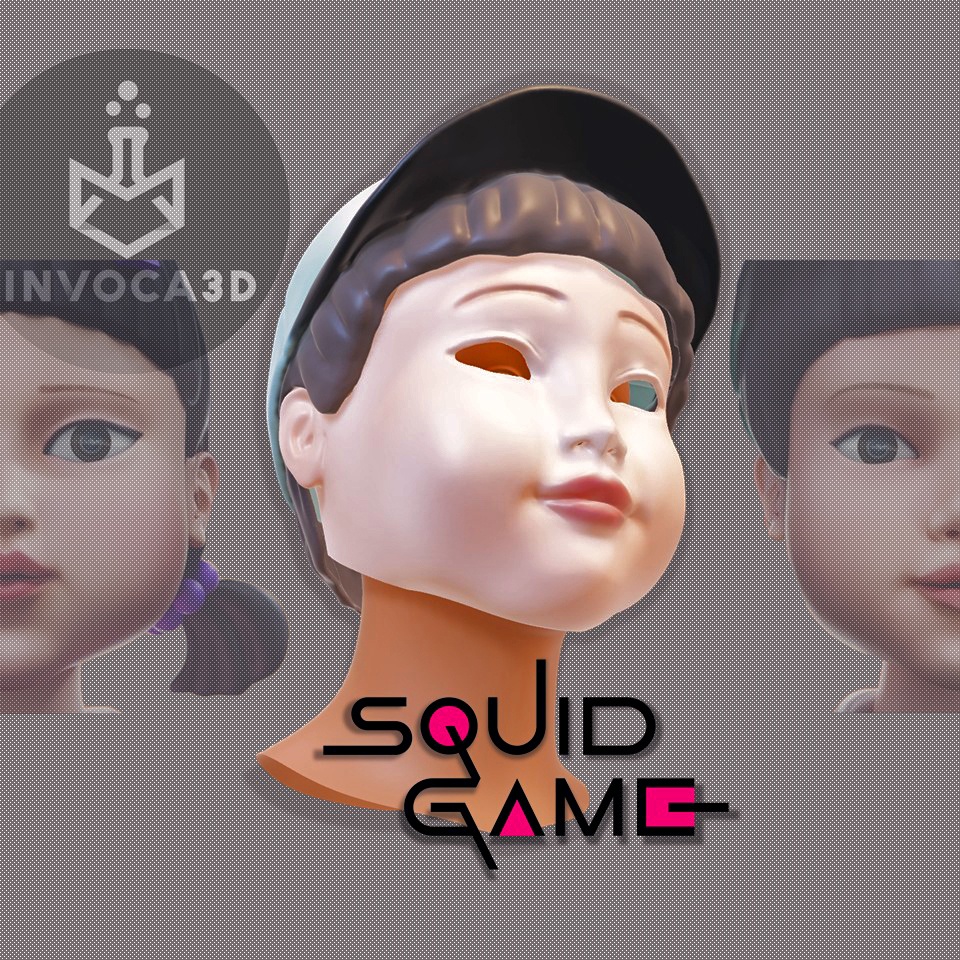 FACE MASK CHEOL-SU - SQUID GAME MALE BOY ROBOT DOLL - YOUNG-HEE PARTNER - COSPLAY FANART - EL JUEGO DEL CALAMAR