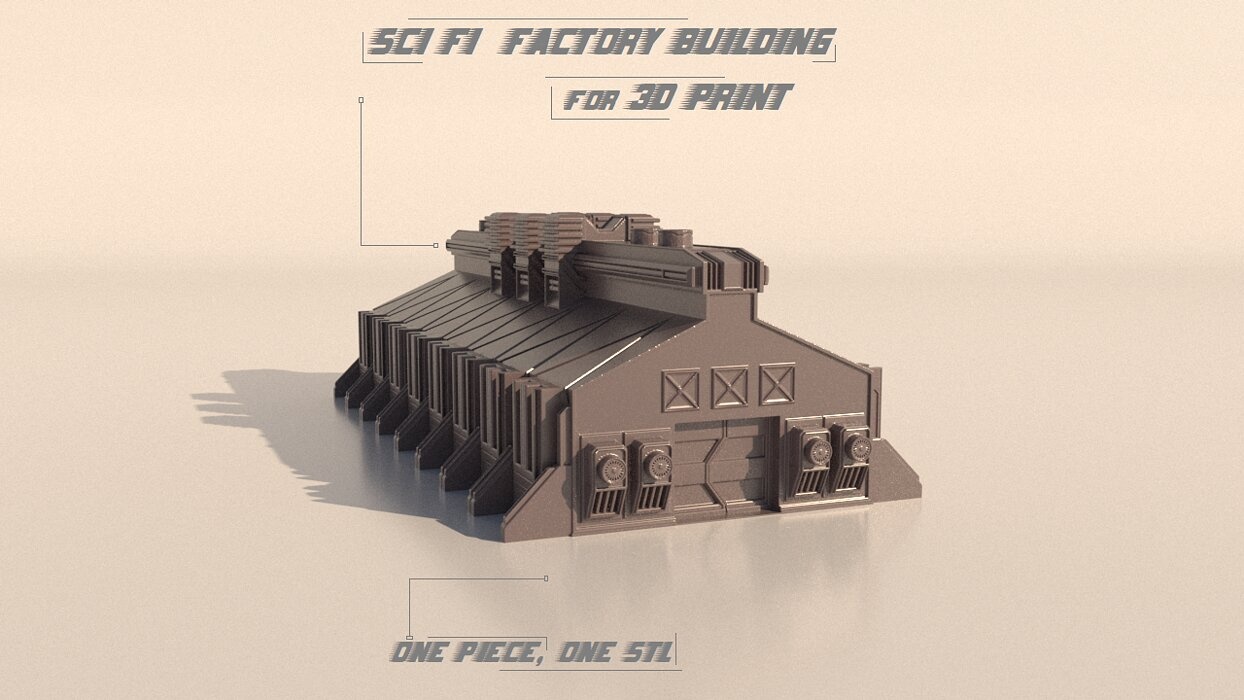 Sci-fi Factory building for 3Dprint