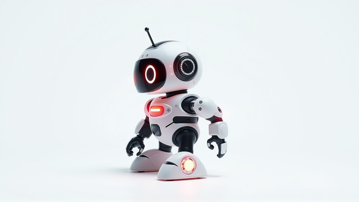 Stylish Neon Robot Assistant with Interactive Features
