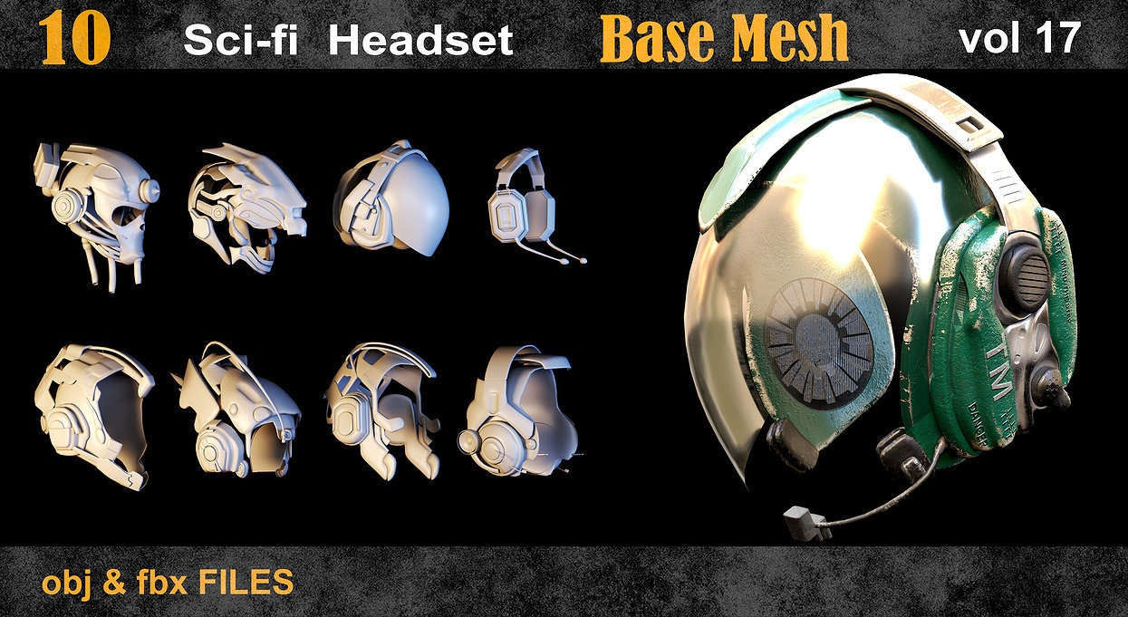10 Scifi Headset BaseMesh vol17
