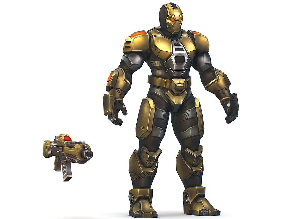 Cartoon Sci-Fi Cyborg Drone Trooper Bandit