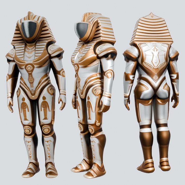 Space Suit Pharaoh Robot - Game-Ready 3D Model -  PBR Textures