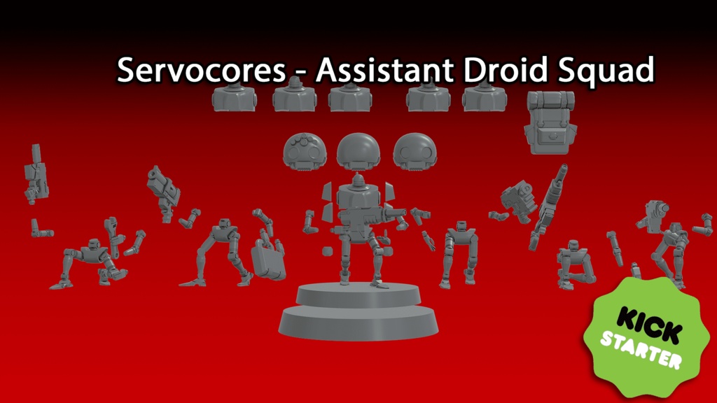 Servocores - Assistant Droid Squad - 28mm Scale - Multipose - Kickstarter Preview