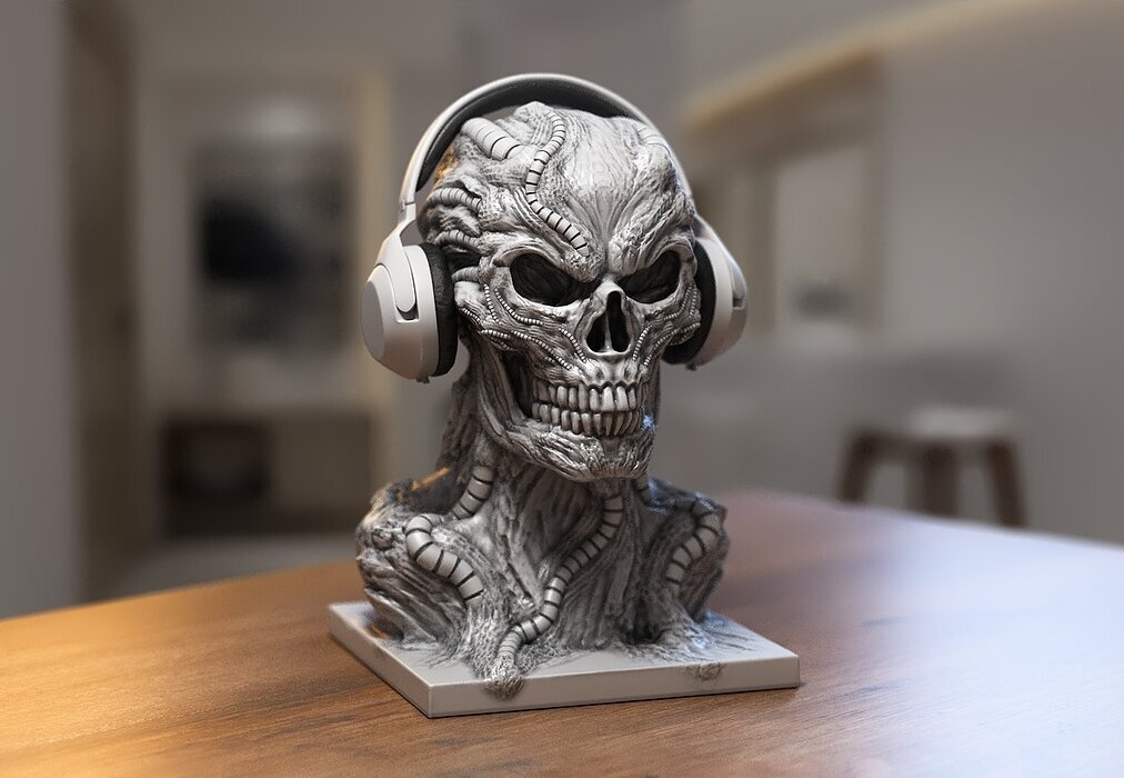 Robot Skull Headphone Stand Cyborg Headset Stand