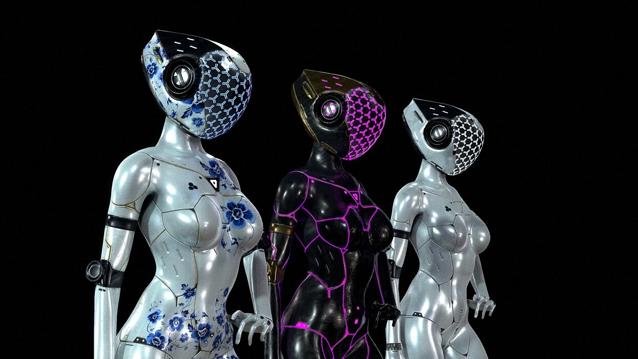 Robotic bionic girls  - game ready