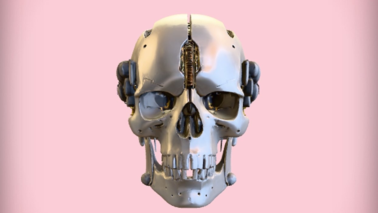 futuristic robotic skull   3D Game Ready Model
