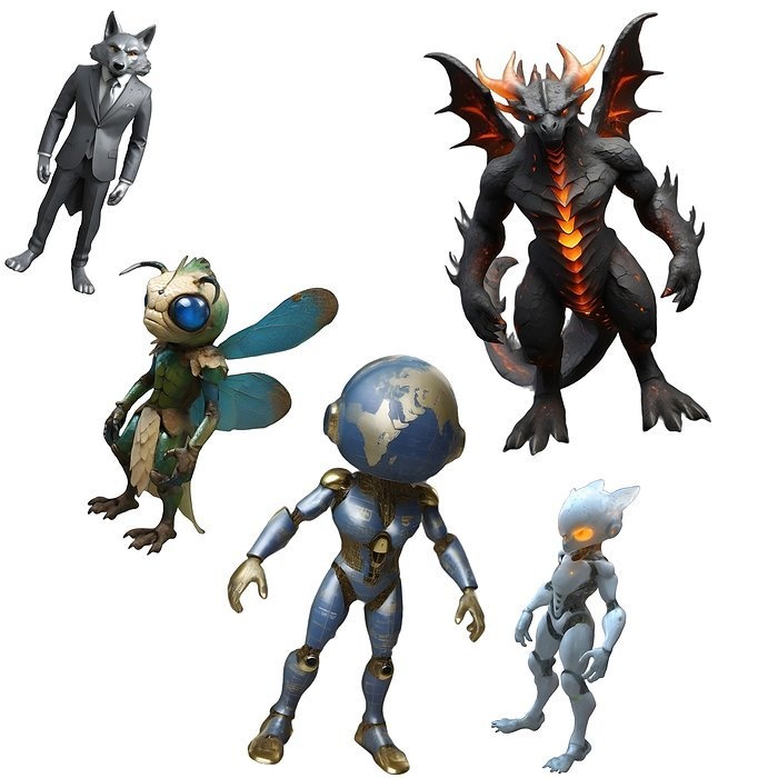 Character Collage - Mythical and Sci-Fi Creatures