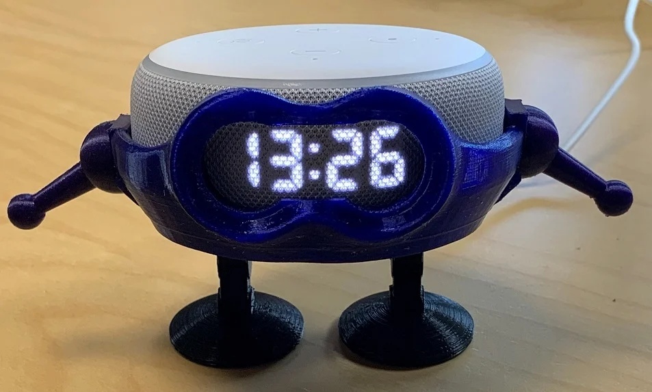 Baby Fixit Robot Stand for Amazon Echo Dot with Clock (3rd Generation)