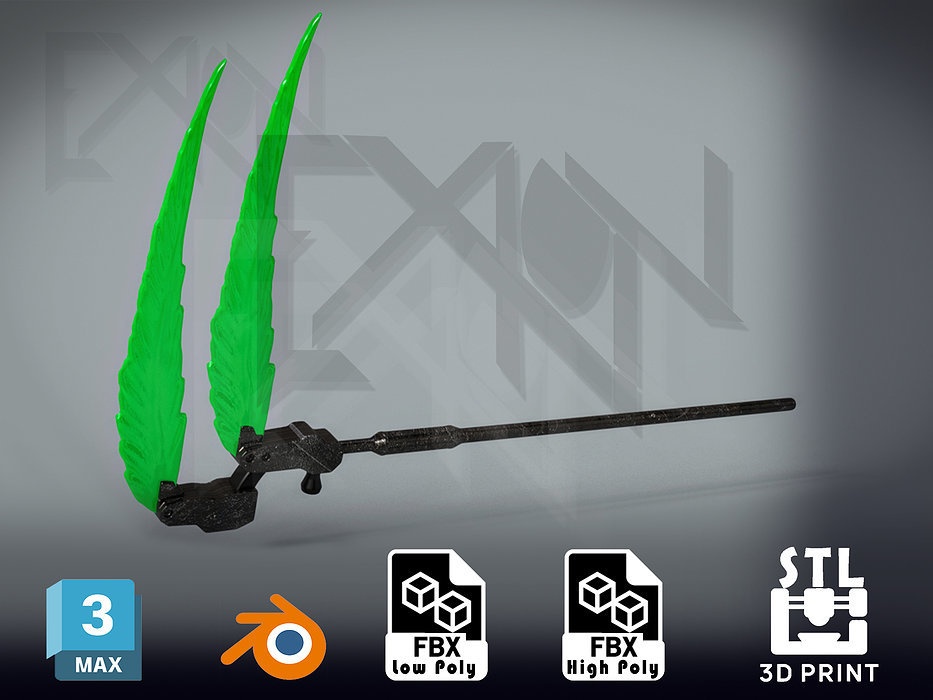 Gundam Deathscythe Beam Scythe - Game-Ready - 3D-Printable