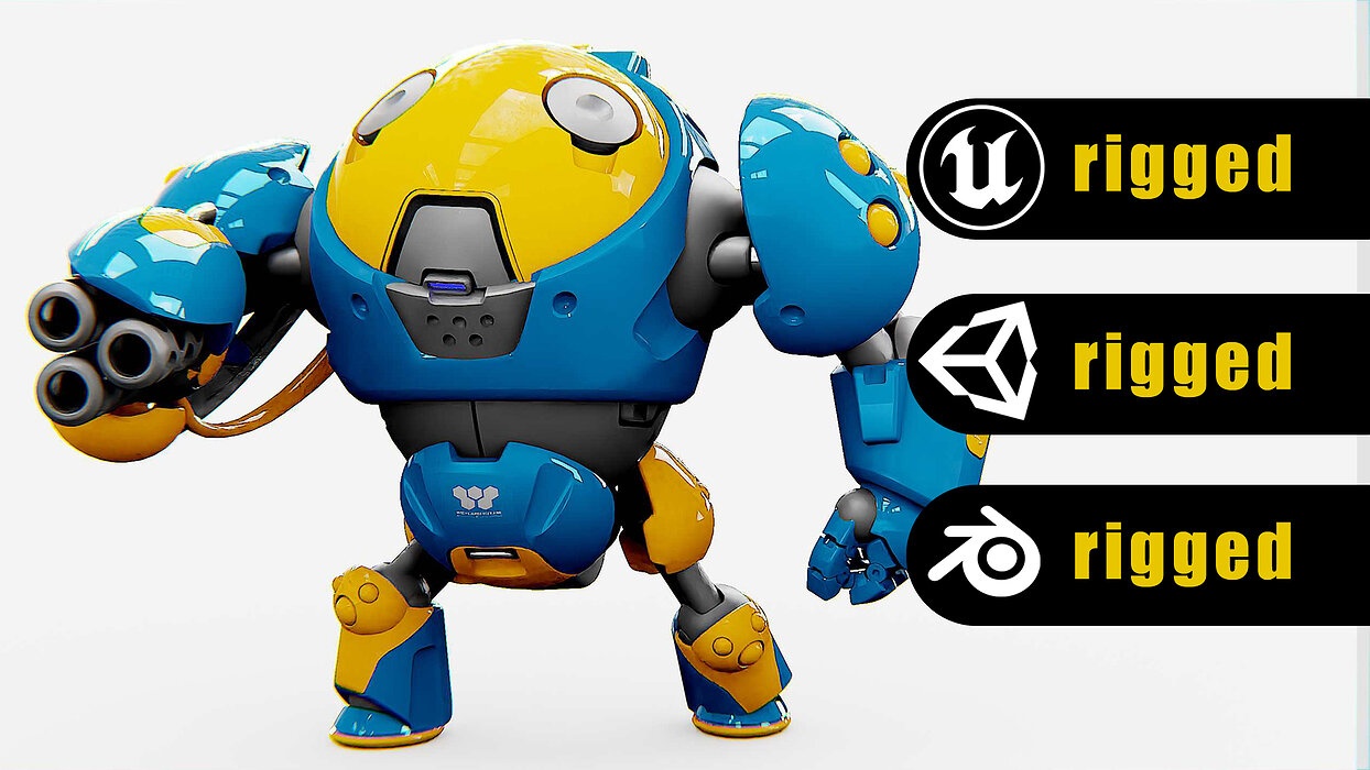 MILITARY BOT SF-500 Rigged for Unreal Engine - Unity - MIXAMO 