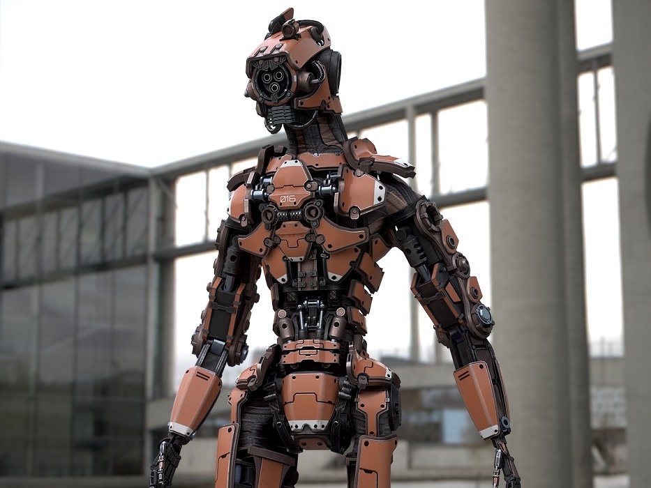 Rigged sci-fi robot character