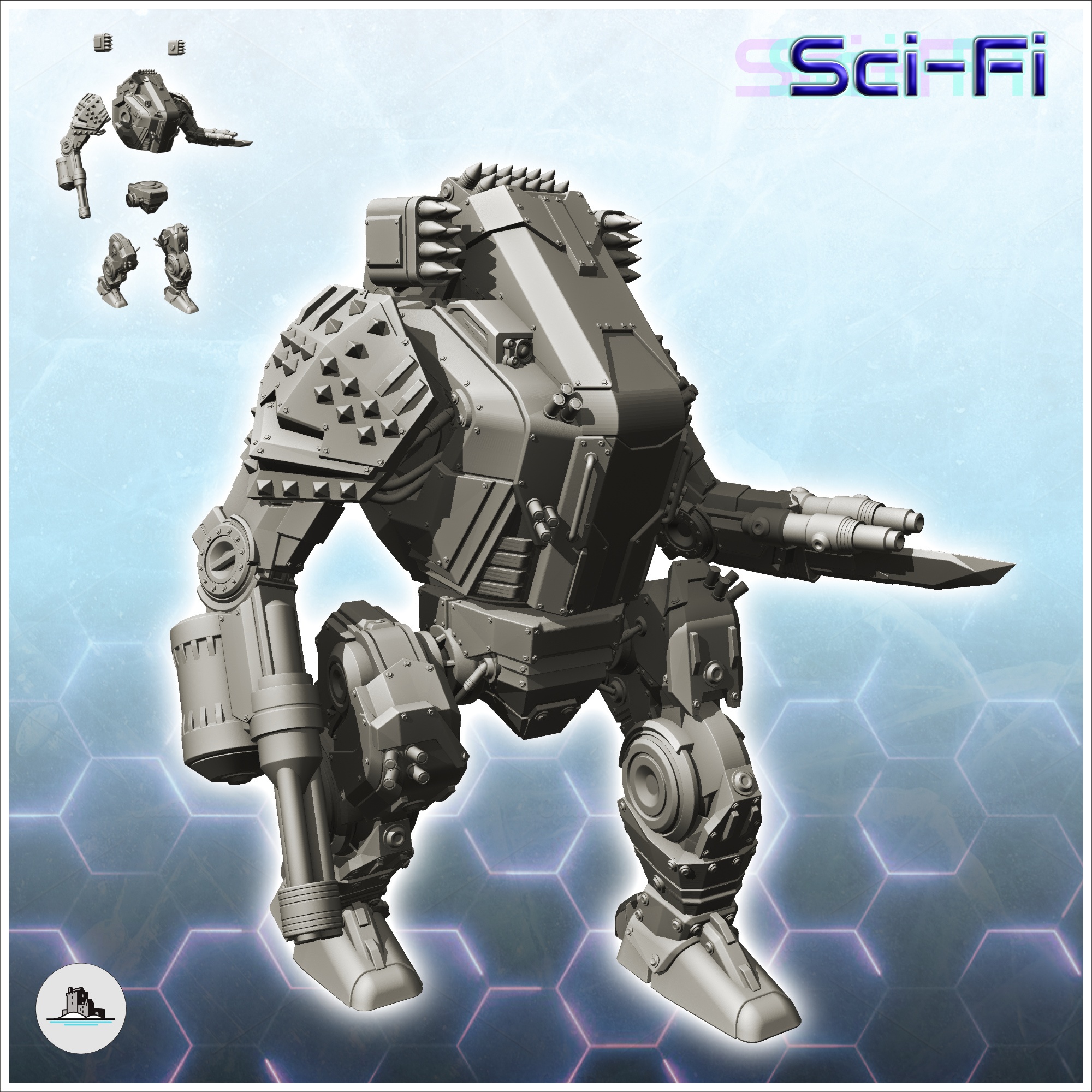 NUZEYAR COMBAT ROBOT (4) - FUTURE SCI-FI SF POST APOCALYPTIC TABLETOP SCIFI WARGAMING PLANETARY EXPLORATION RPG