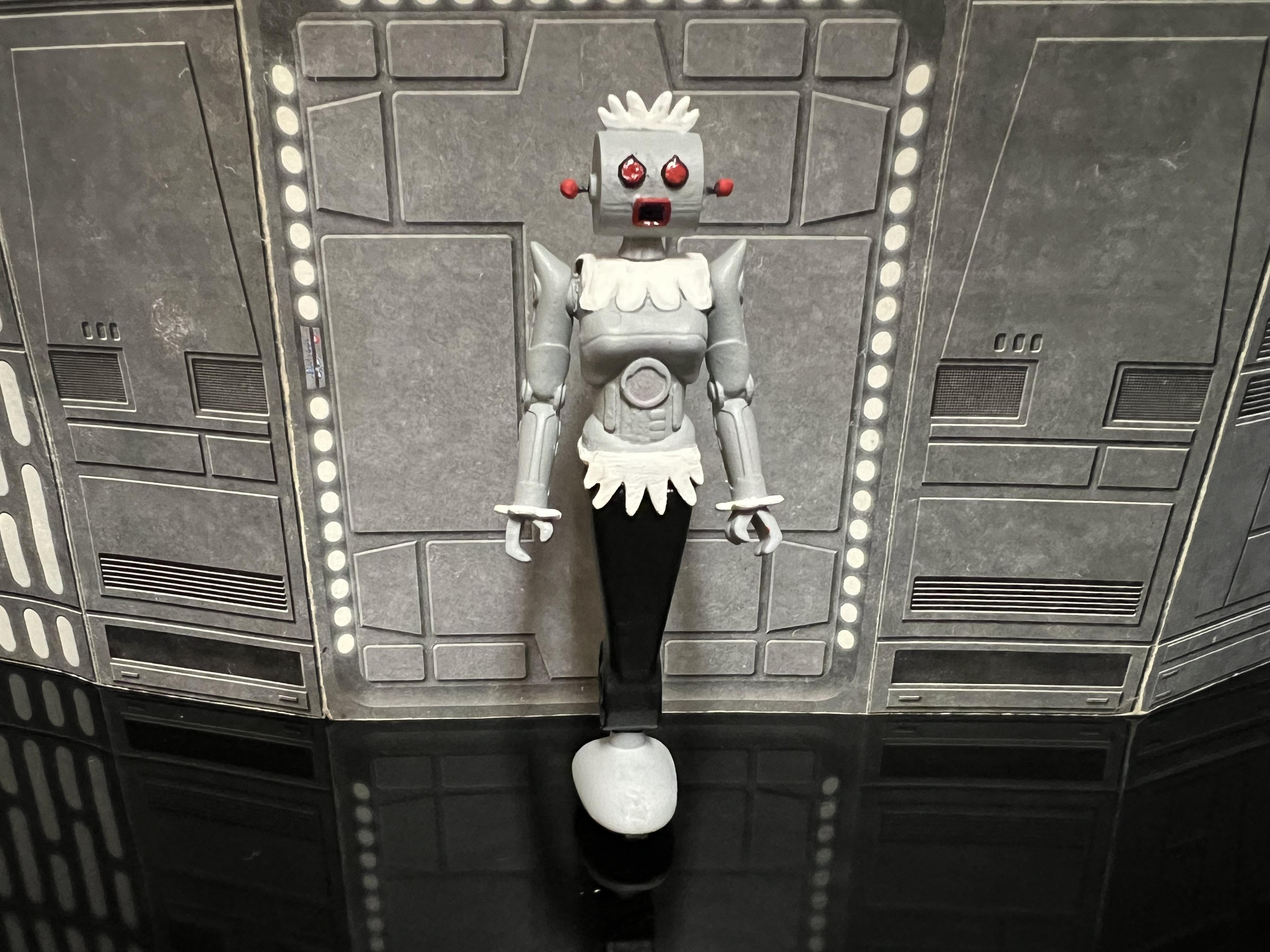 STAR WARS ROSIE THE ROBOT, JETSONS HANNA-BARBARA CARTOON DROID CHARACTER, VINTAGE CUSTOM UNPRODUCED KENNER, HASBRO STYLE ACTION FIGURE, 3.75", 1/18