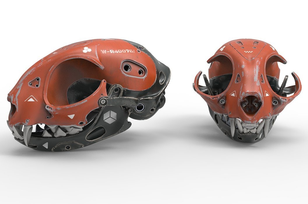 Cyborg Cat Skull