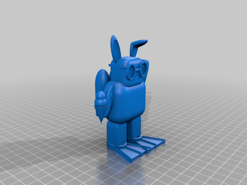 robot with jetpack bunny ears and flippers