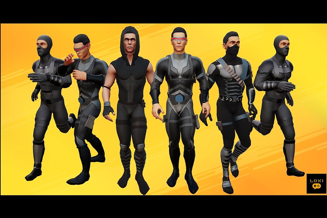 High Quality 3D Assassins Character Pack VR AR Ready Low-Poly