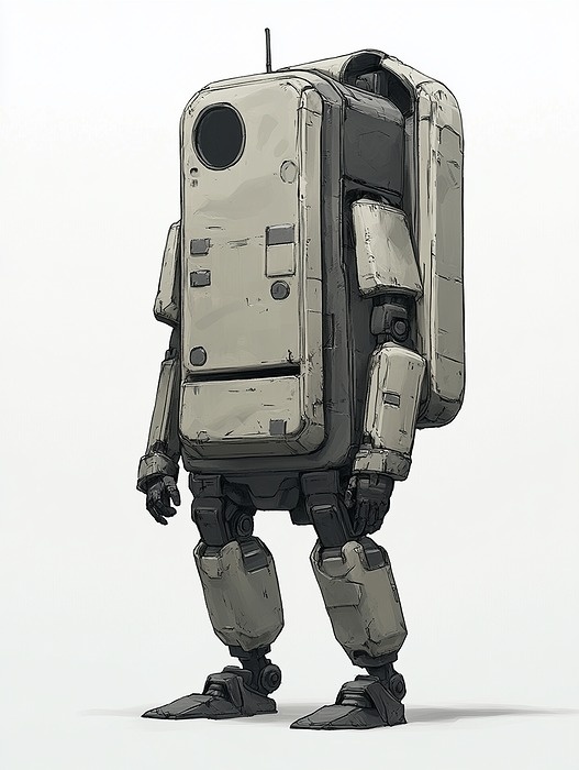 Warehouse Android Helper - Low Poly Cargo Holding Robot