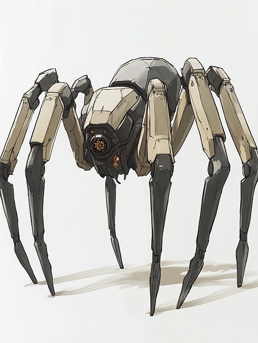 Light Combat Spider - Futuristic Low Poly 3D Model