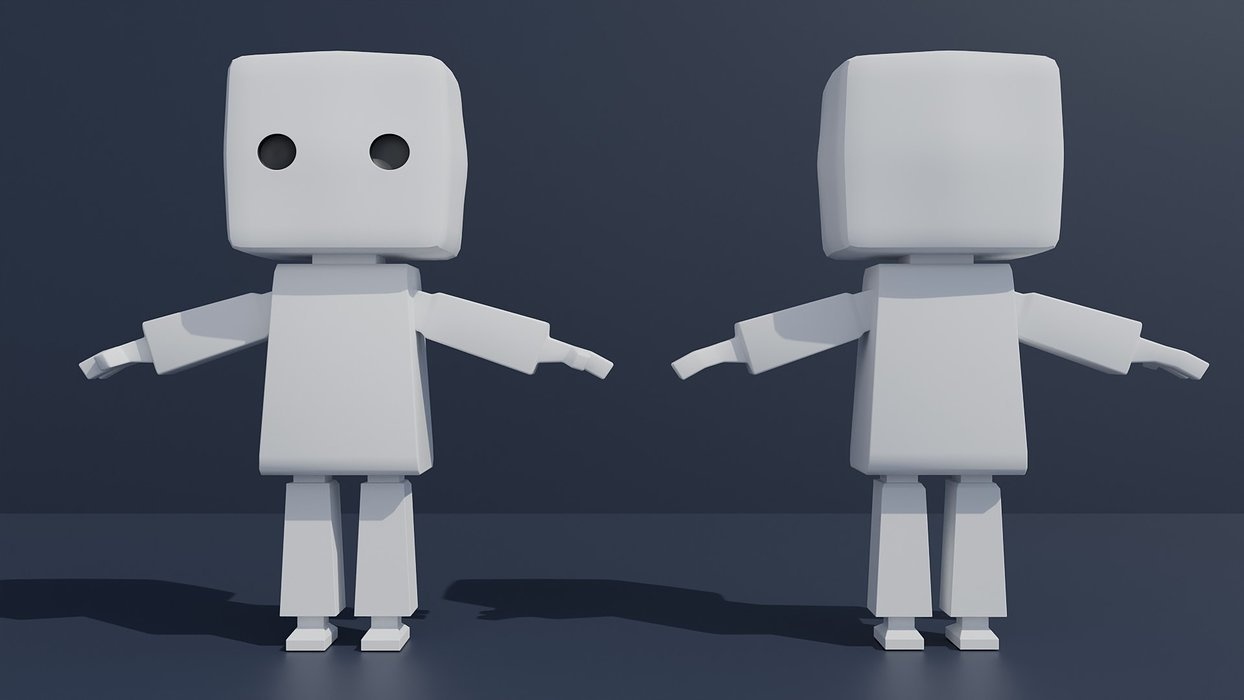 Simple Clean Low-Poly Robot Cute Character