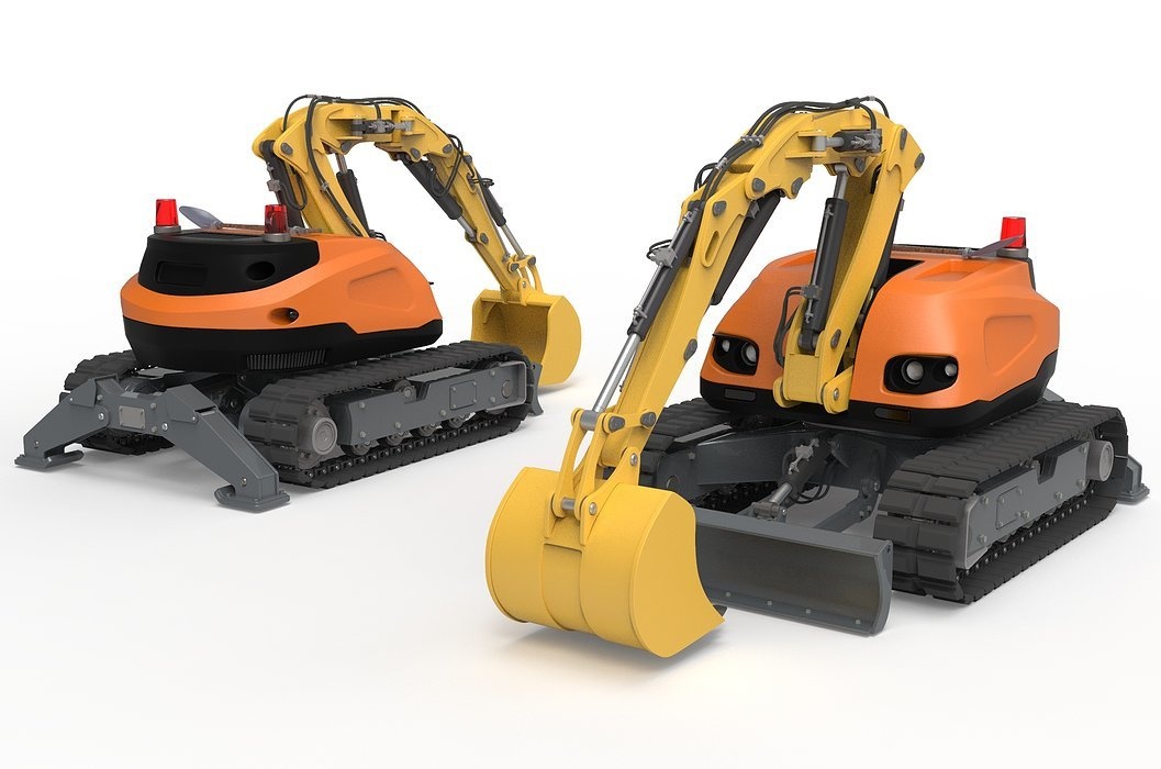 Excavator-remote controlled demolition robots