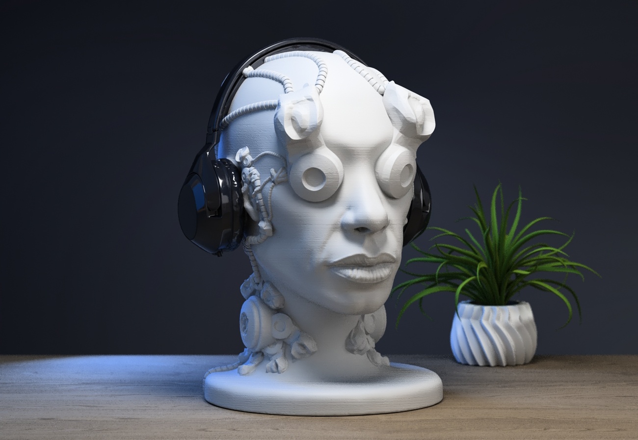 ROBOT HUMAN HEAD HEADPHONE STAND CYBORG HEADSET STAND PERFECT GAMER GIFT SCI-FI FANS GIFT ROBOT MALE HEAD HEADPHONE HOLDER A012 (1)