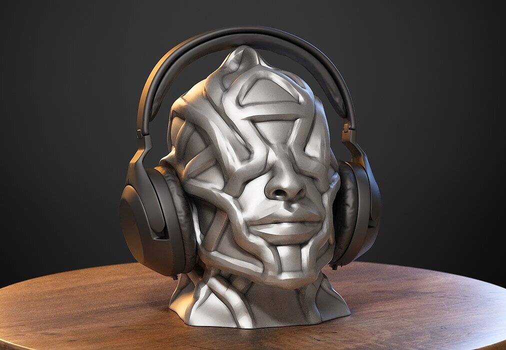Robot human bust Headphone Stand Cyborg Robot human bust