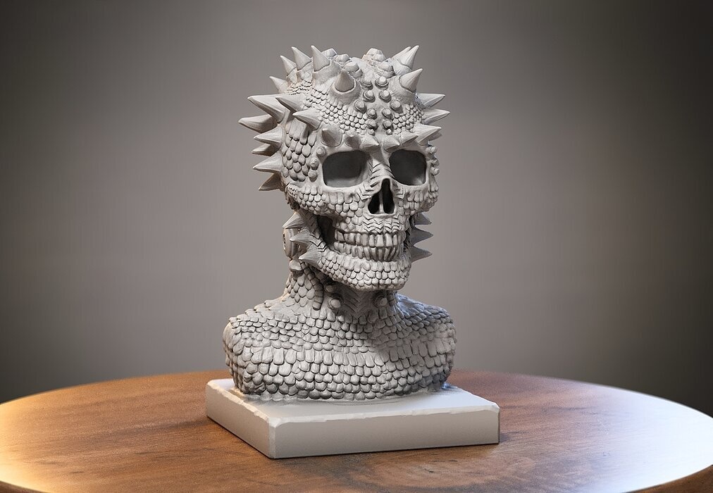 Robot Skull dragon bust Cyborg skull dragon