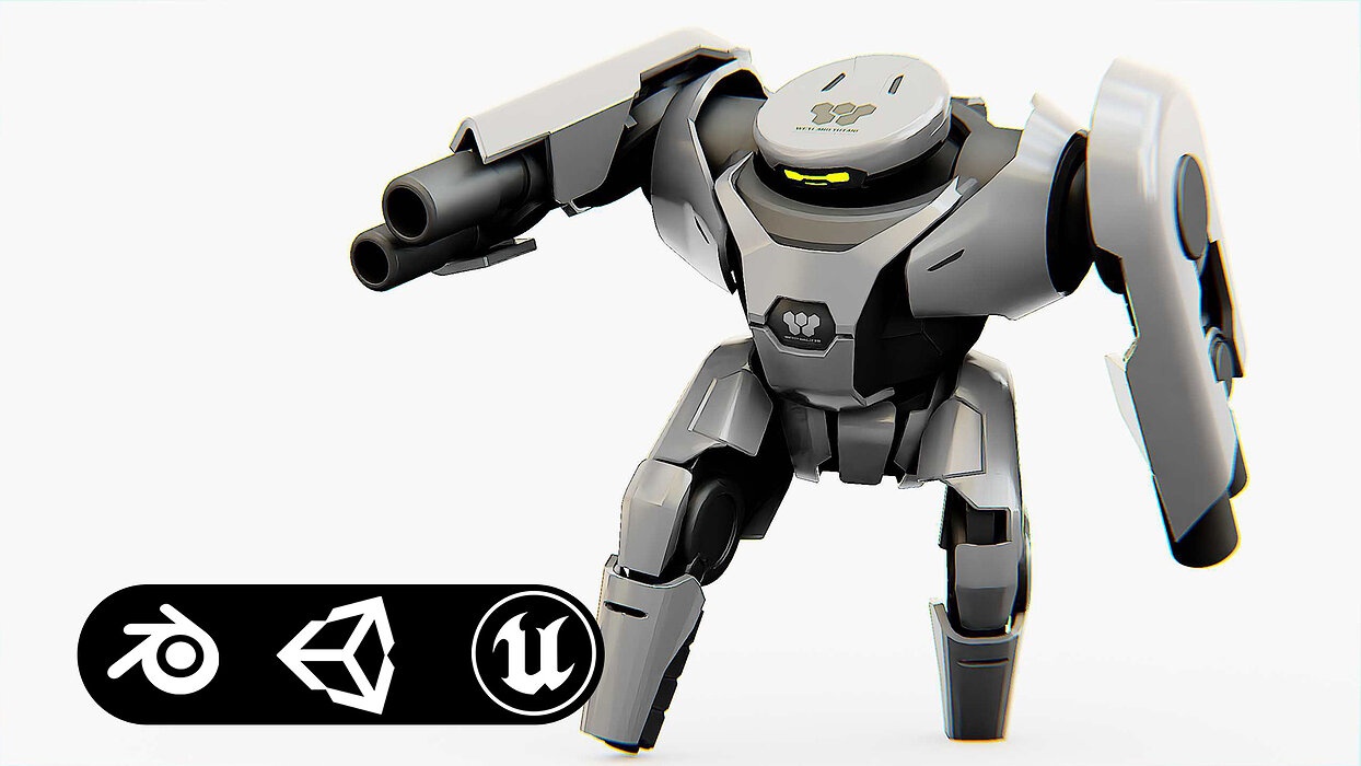 COMBAT DROID X-250 Rigged for Unreal Engine - Unity - MIXAMO 