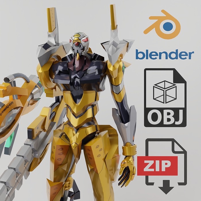 Evangelion Eva Unit 00 Type F Textured Lowpoly