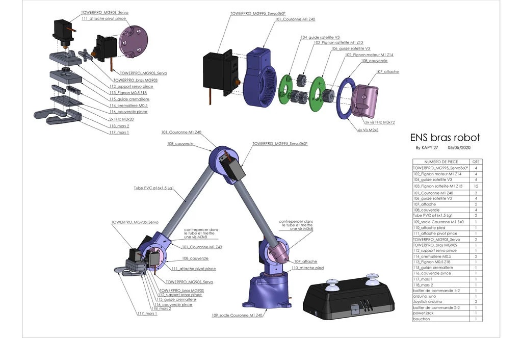 Bras robot avec arduino et joystick