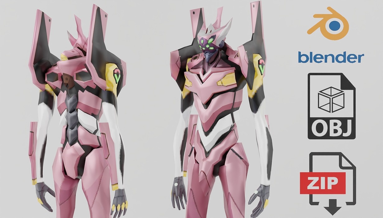 Evangelion EVA Unit 08 Textured Lowpoly
