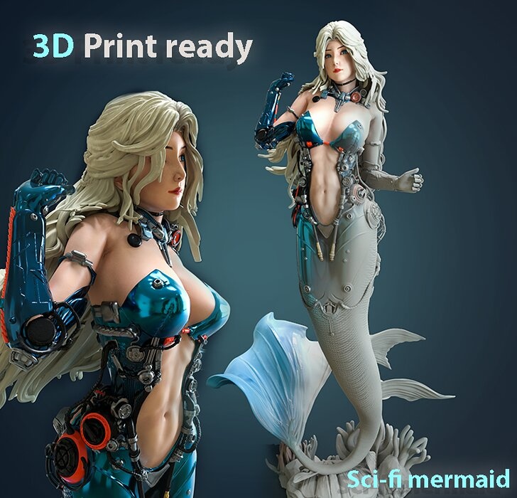 Sci-FI Mermaid - 3D print ready