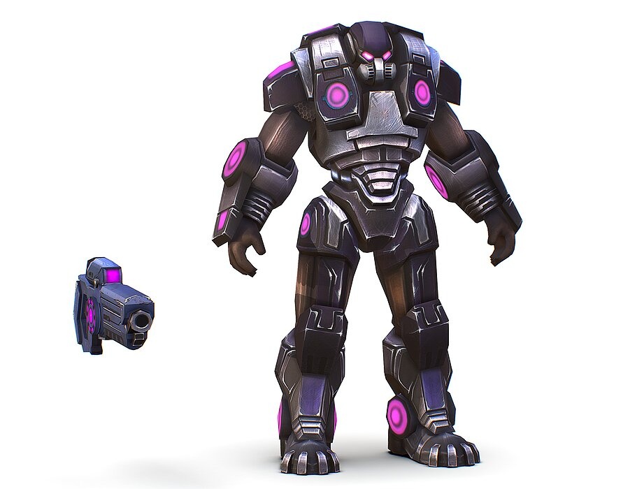 Cartoon Sci-Fi Cyborg Drone Heavy Trooper Bandit