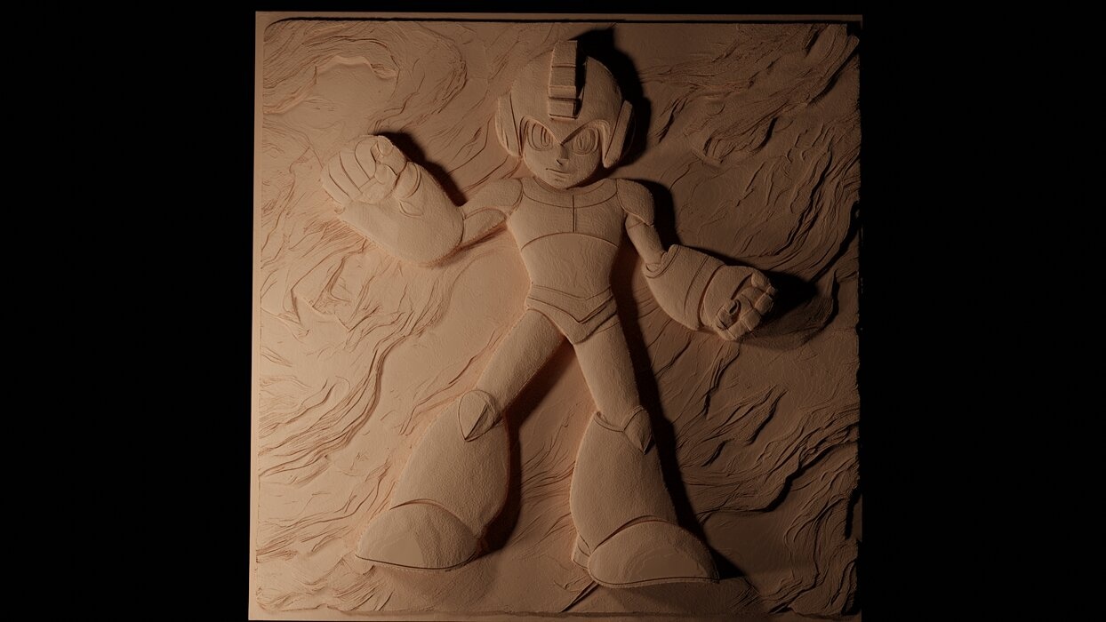 Mega Man 02 CNC 3d Print High Relief Sand Casting