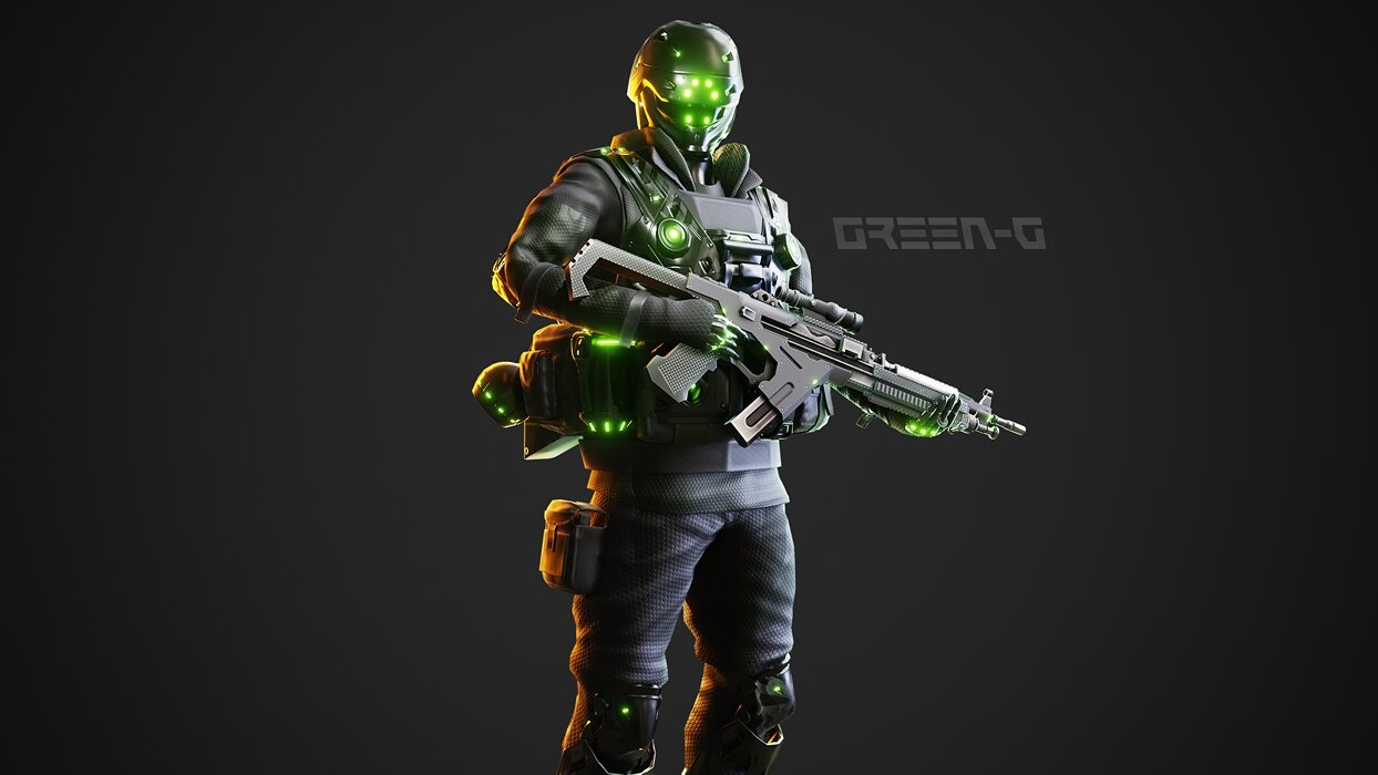 Cyberpunk Green-G Robot