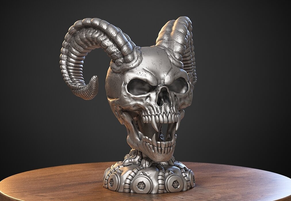 Skull wild scream robot bust Cyborg skull scream bust