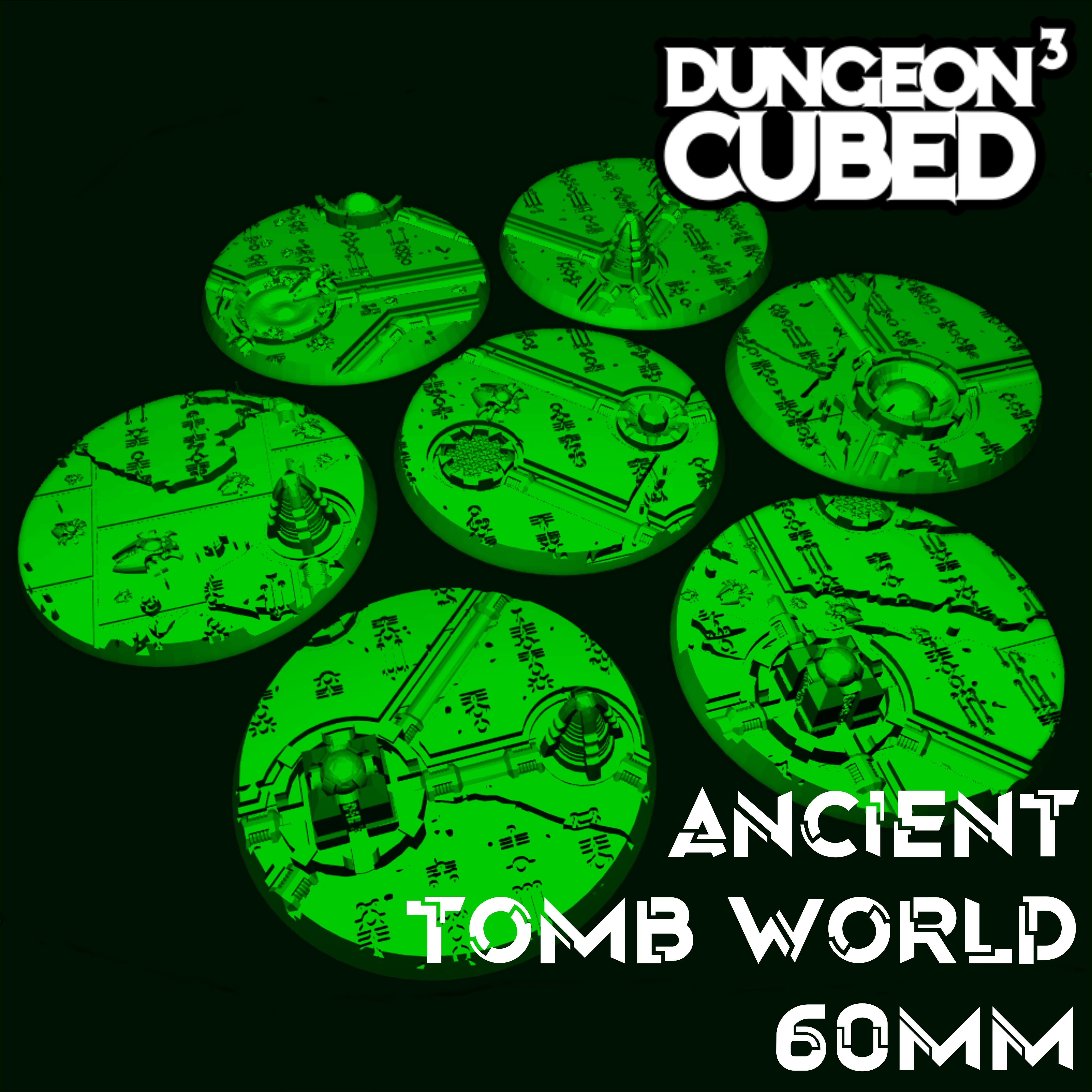 NECRON ANCIENT TOMB WORLD BASES - 60MM