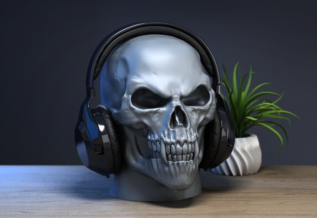 Robot skull human Headphone Stand