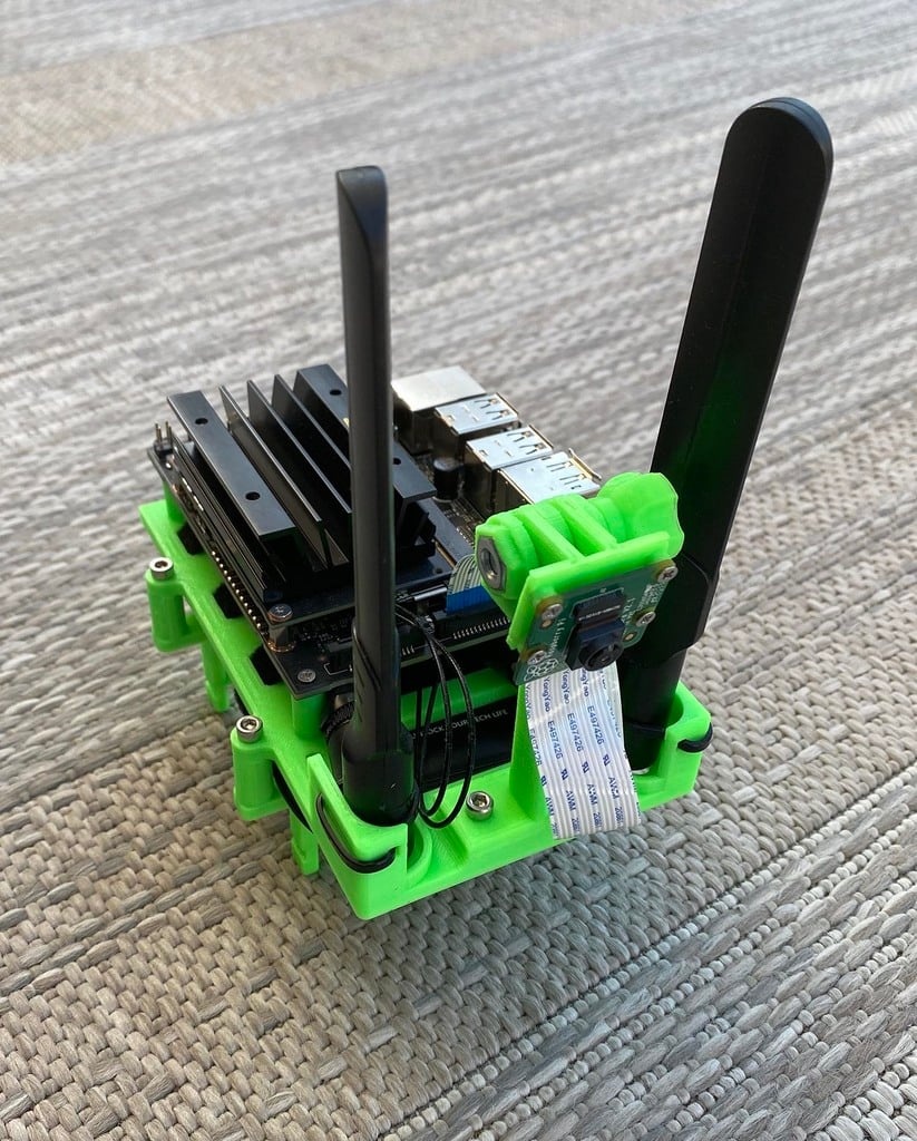 Jetson Nano Developer Kit Mount with WiFi Antennas and Raspberry Pi Camera (with GoPro camera mount)