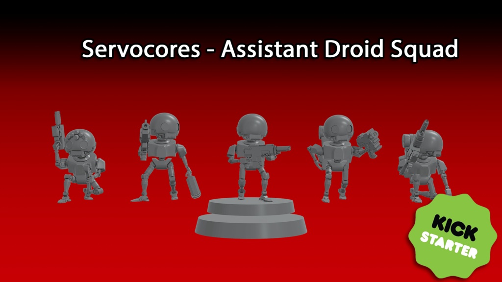 Servocores - Assistant Droid Squad - 28mm Scale - Monopose - Kickstarter Preview