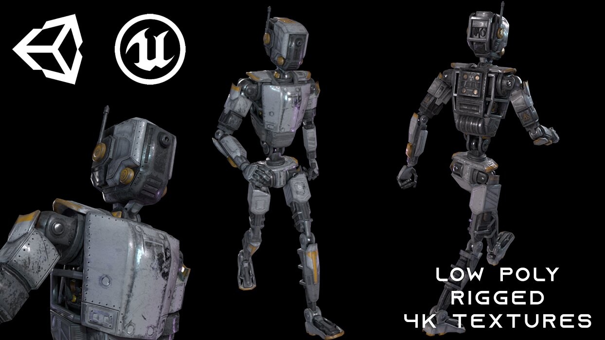 Sci Fi Robot Character Low Poly