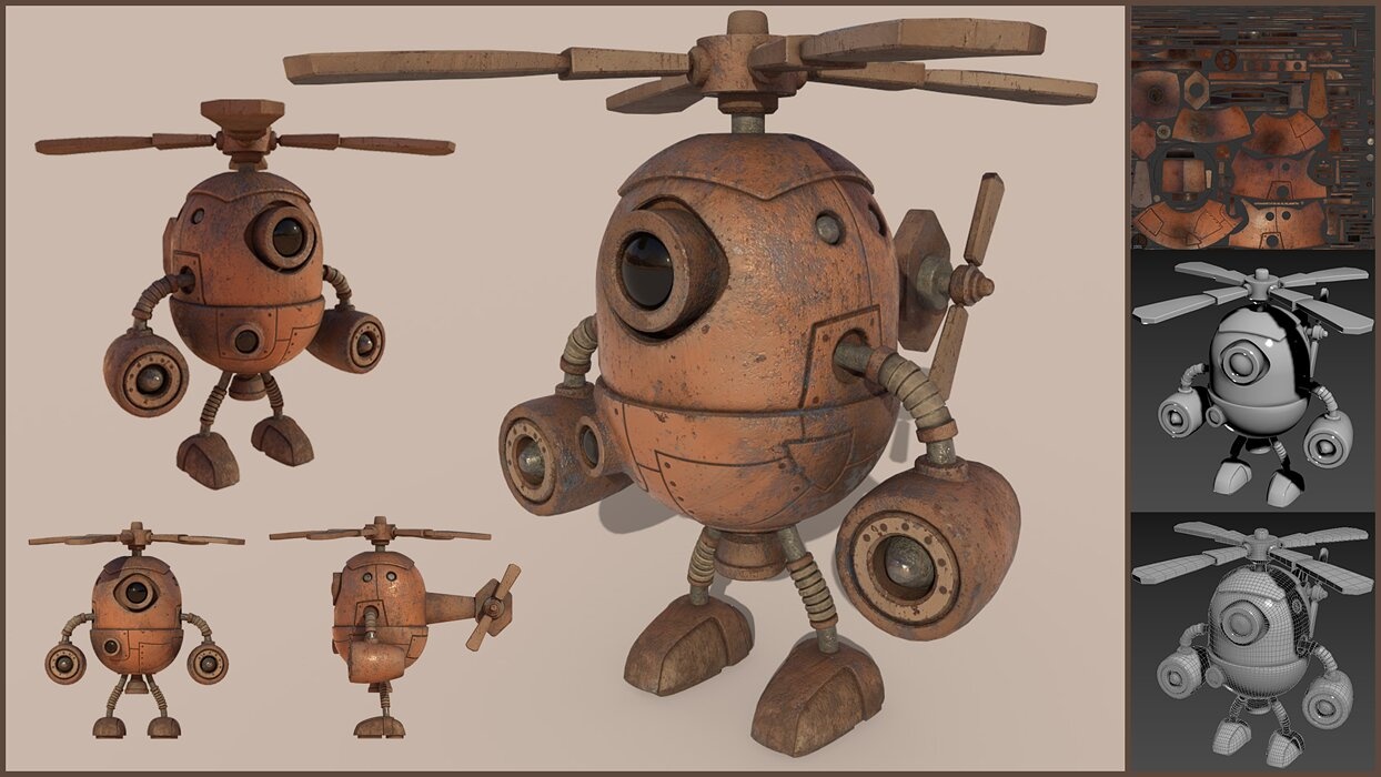 Stylized Helibot Cartoony Robot