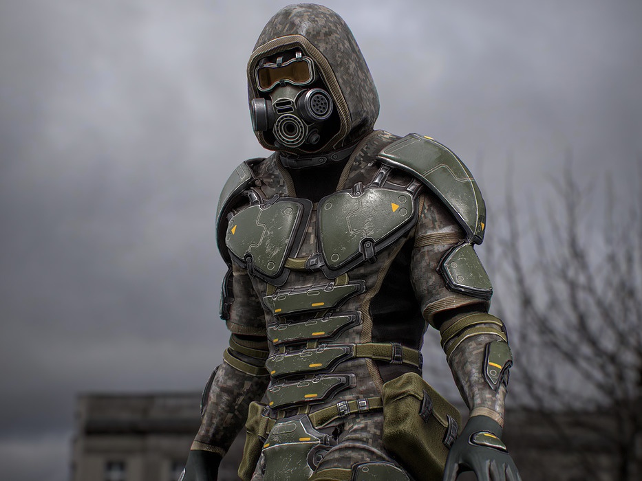 Gameready  post-apocalyptic armored soldier