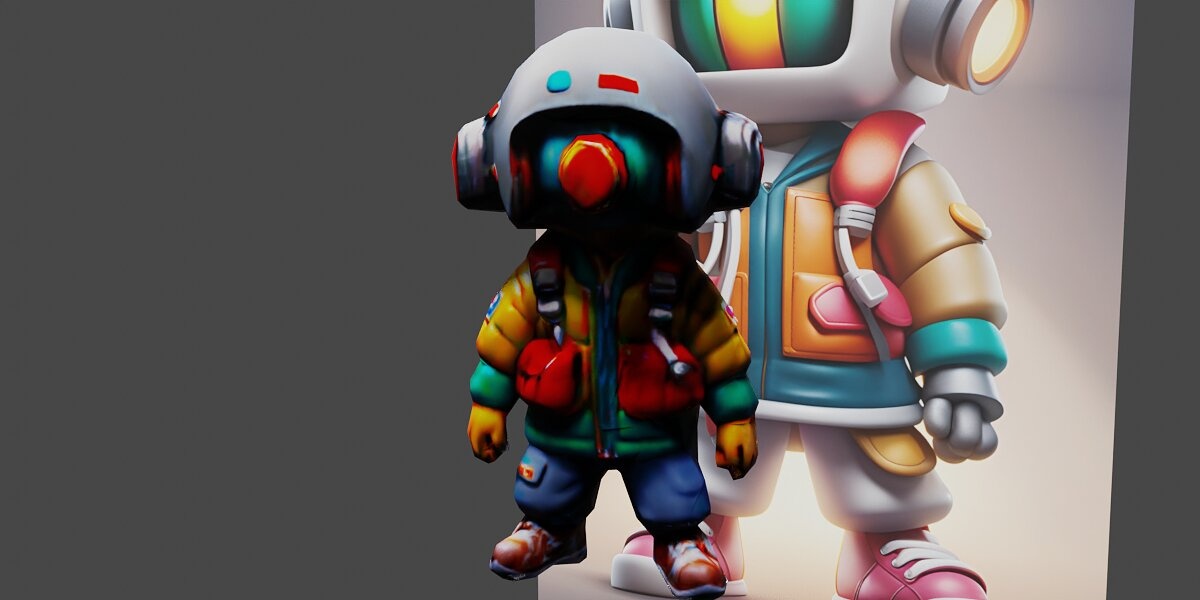  cartoon robot with a helmet and a wrench in his h