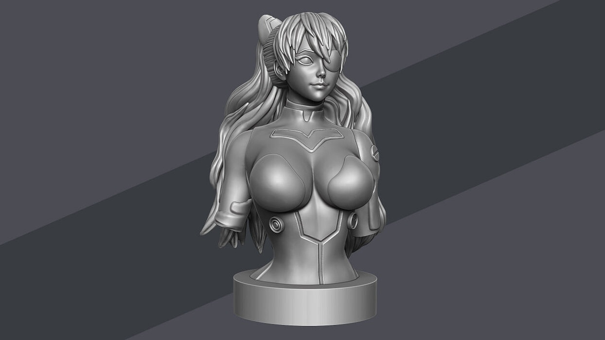 Asuka Langley anime 3d model ready to print bust