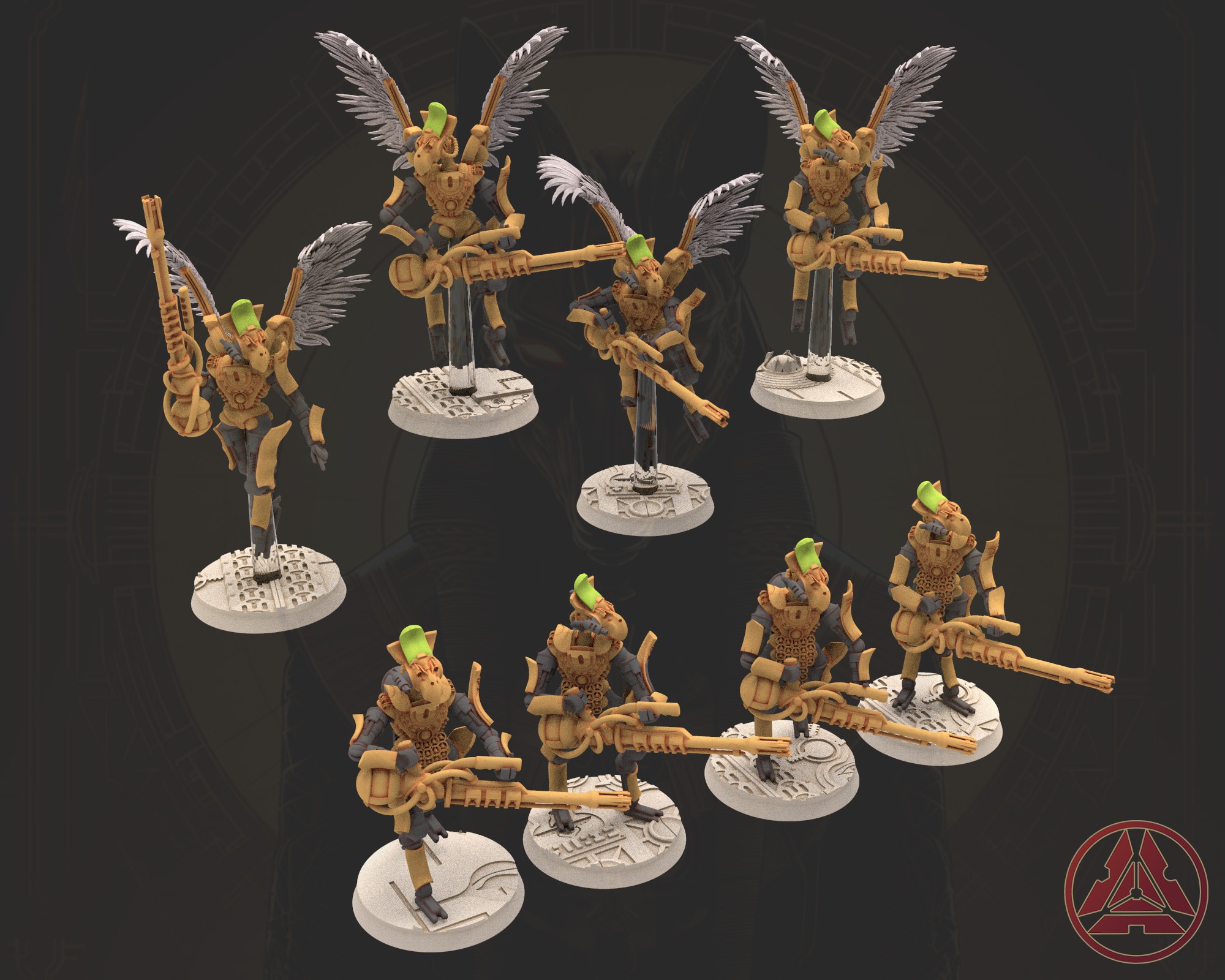 CINAN - HORUS - CHEMOU - HEDJET: SUPPORT, BATTLE ROBOT, SPACE LORD'S GUARDIANS OF THE NECROPOLIS, SOLID & MODULAR POSABLE MINIATURES
