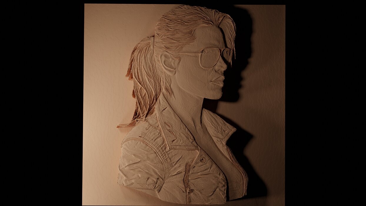 Sarah Connor Terminator CNC 3d Print High Relief Sand Casting